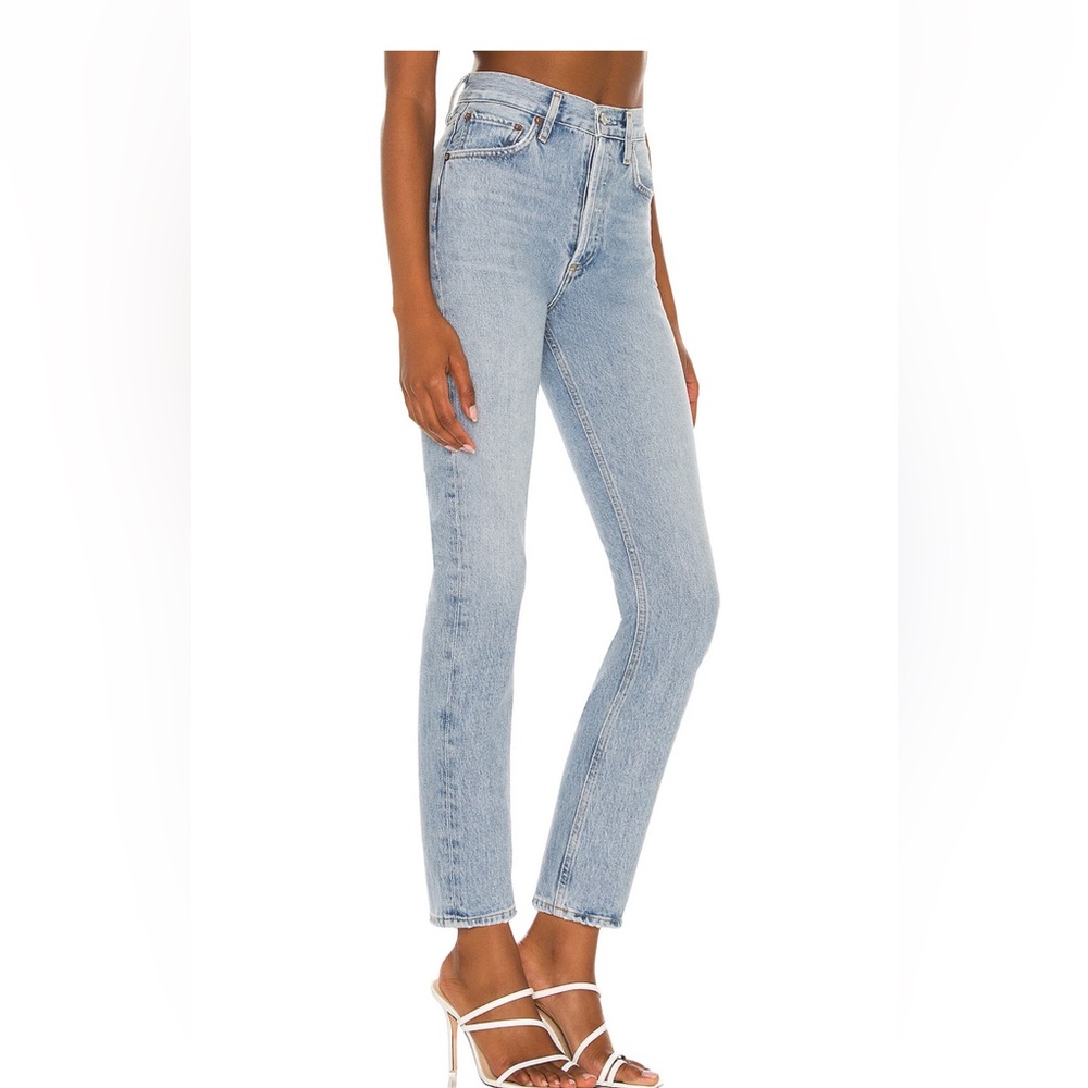 Agolde High Rise Light Wash Blue Jeans